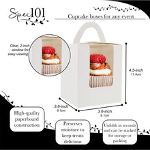Load image into Gallery viewer, Single Cupcake Holders - 50 Pk Individual Cupcake Boxes with Inserts
