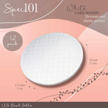 Load image into Gallery viewer, Round Cake Boards Bulk 12pk - 10 Inch Cake Drum White Smooth Edge
