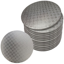 Load image into Gallery viewer, Round Cake Boards Bulk 12pk - 12 Inch Cake Drum and 1/2 Inch Foil Edge
