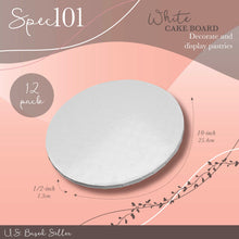 Load image into Gallery viewer, Round Cake Boards Bulk 12pk - 10 Inch Cake Drum White Pleated Edge
