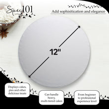 Load image into Gallery viewer, Round Cake Boards Bulk 12pk - 12 Inch Cake Drum White Wrapped Edge
