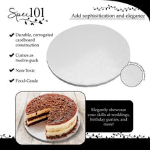 Load image into Gallery viewer, Round Cake Boards Bulk 12pk - 12 Inch Cake Drum White Wrapped Edge
