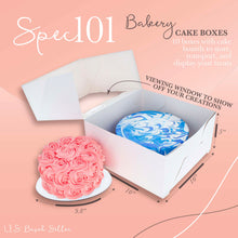 Load image into Gallery viewer, Spec101 Square Cake Boxes with Window - 10pk White Cake Boxes
