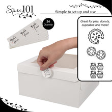 Load image into Gallery viewer, Spec101 Square Cake Boxes with Stickers - 24pk White Cake Boxes
