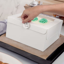 Load image into Gallery viewer, Spec101 Square Cake Boxes with Stickers - 24pk White Cake Boxes
