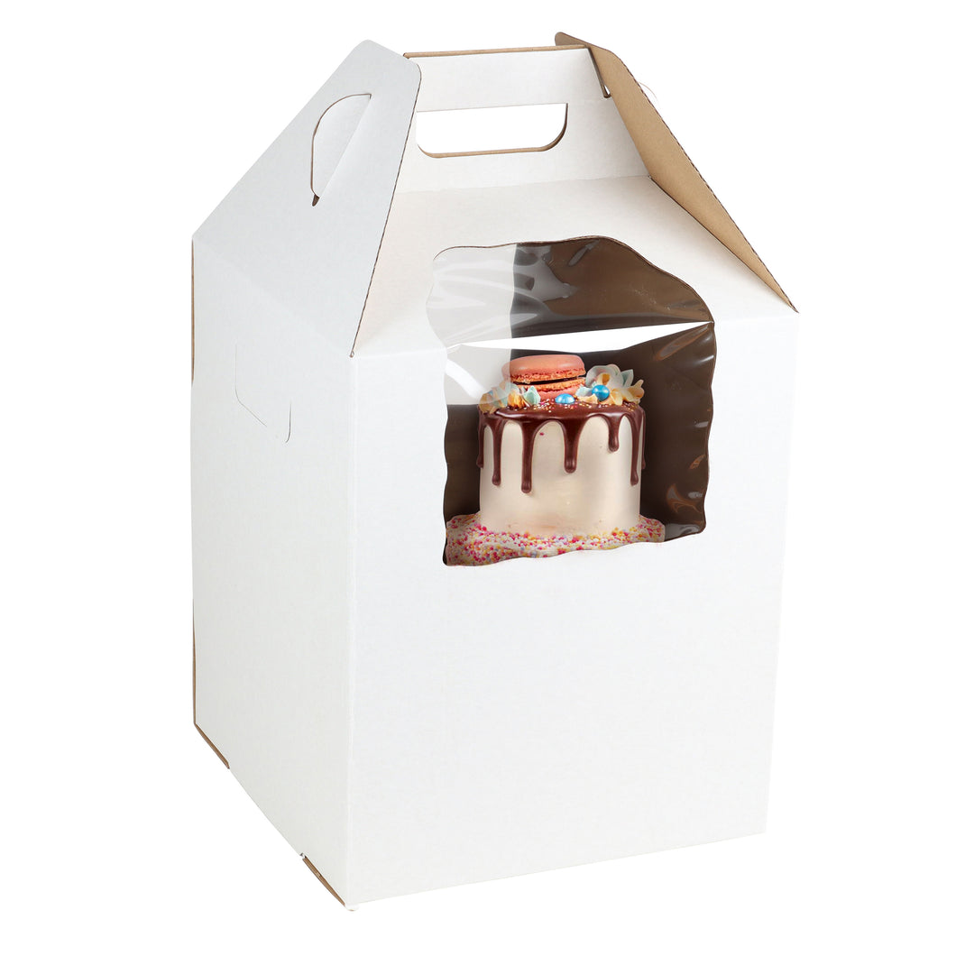 Disposable Cake Carrier with Window 10 x 10 x 12in Tall Cake Box 10pk
