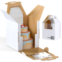 Load image into Gallery viewer, Disposable Cake Carrier with Window 12 x 12 x 14in Tall Cake Box 10pk

