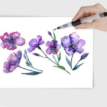 Load image into Gallery viewer, Color Brush Pens for Watercolors, 6pc Flat to Fine Tip Aqua Brush Pens
