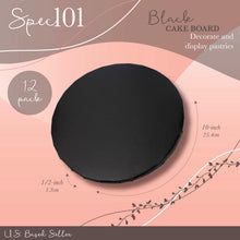 Load image into Gallery viewer, Round Cake Boards Bulk 12pk - 10 Inch Cake Drum Black Pleated Edge
