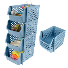 Load image into Gallery viewer, Plastic Stackable Storage Bins - 4pc Pantry Closet Organizer Bins
