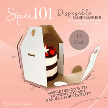 Load image into Gallery viewer, Disposable Cake Carrier Tall Cake Caddy 12x12 Cake Box 10-Pack
