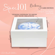 Load image into Gallery viewer, Cake Boxes with Window 25-Pack 12” x 12” x 6” Inch White Bakery Boxes
