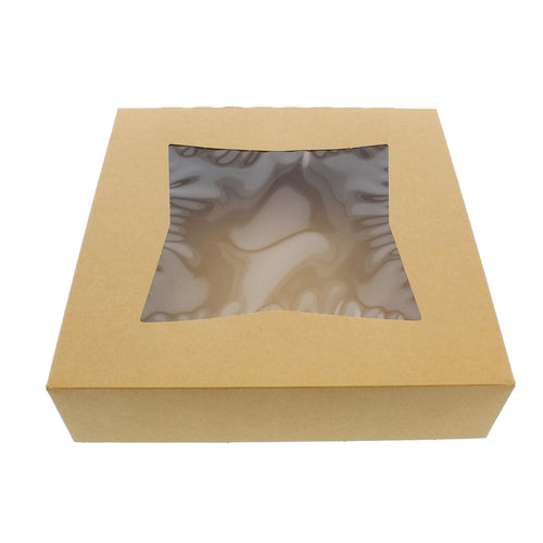 Popup Pie Boxes with Window 10” Brown Bakery Boxes Pie Containers 15pk
