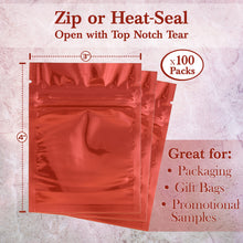 Load image into Gallery viewer, Smell Proof Mylar Aluminum Foil Bags Foil Pouches 3”x4” 100pk – Red
