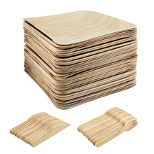 Load image into Gallery viewer, Palm Leaf Plates - 10IN Square Biodegradable Plates and Cutlery, 150pc
