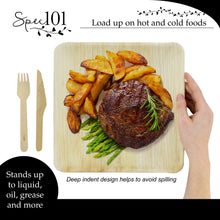 Load image into Gallery viewer, Palm Leaf Plates - 10IN Square Biodegradable Plates and Cutlery, 150pc
