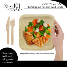 Load image into Gallery viewer, Palm Leaf Plates - 8IN Square Biodegradable Plates and Cutlery, 150pc
