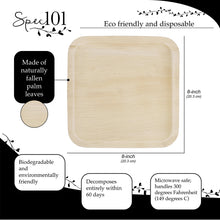 Load image into Gallery viewer, Palm Leaf Plates - 8 Inch Square Biodegradable Party Plates, 25 Pack
