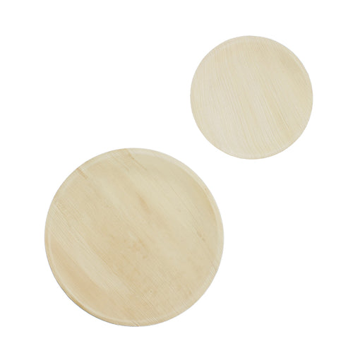 Palm Leaf Plates - 10 and 7 Inch Round Biodegradable Plates, 50Pc Set