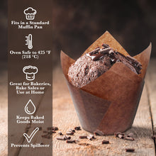 Load image into Gallery viewer, Tulip Cupcake Liners - 200 Ct Small Brown Tulip Muffin Cups Paper
