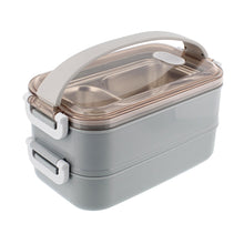 Load image into Gallery viewer, Box Lunch Pail 3 Compartment Lunch Bag Grey Lunchbox Adult Teen
