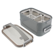 Load image into Gallery viewer, Box Lunch Pail 3 Compartment Lunch Bag Grey Lunchbox Adult Teen
