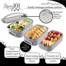 Load image into Gallery viewer, Box Lunch Pail 4 Compartment Lunch Bag Grey Lunchbox Adult Teen
