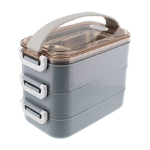 Load image into Gallery viewer, Box Lunch Pail 4 Compartment Lunch Bag Grey Lunchbox Adult Teen
