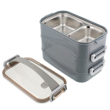 Load image into Gallery viewer, Box Lunch Pail 4 Compartment Lunch Bag Grey Lunchbox Adult Teen
