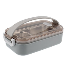 Load image into Gallery viewer, Box Lunch Pail 2 Compartment Lunch Bag Grey Lunchbox Adult Teen
