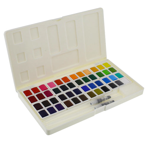 Watercolor Paint Set - 48pc Dry Watercolor Paints with Blender Pens