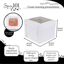 Load image into Gallery viewer, Cake Boxes with Window 12 x 12 x 10 Inch - 60pk Pastry Boxes and Lids
