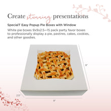 Load image into Gallery viewer, Easy Popup Pie Boxes with Window Pie Boxes 9x9x2.5 Inch White 15pk
