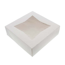 Load image into Gallery viewer, Easy Popup Pie Boxes with Window Pie Boxes 8x8x2.5 Inch White 15pk
